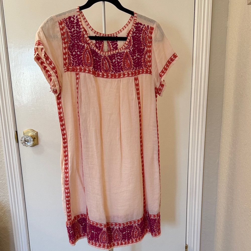Uncle Frank Pink and Cream Embroidered Dress